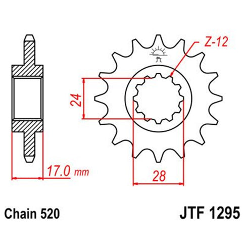 Piñon de Acero 14 Dientes JTF1295 JT Sprockets JTF1295.14