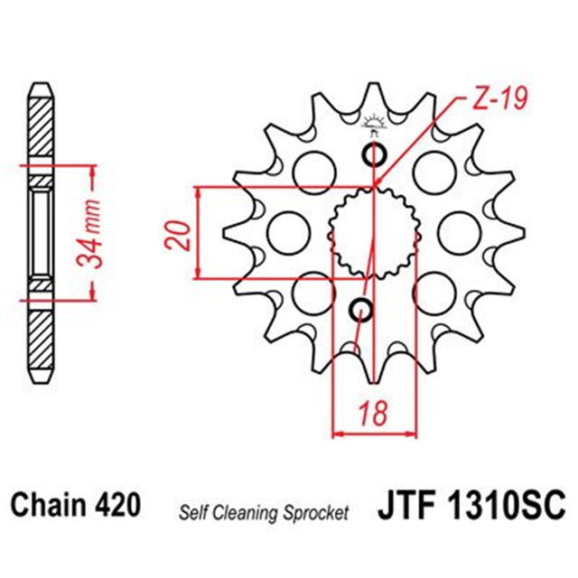 Piñon de Acero 14 Dientes antibarro JTF1310 JT Sprockets