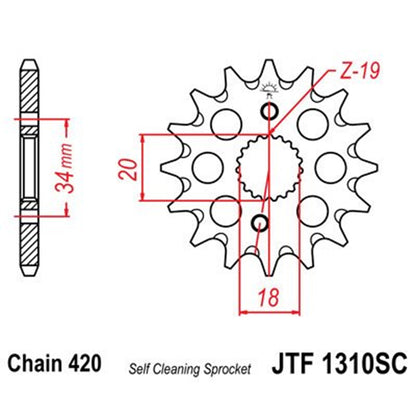 Piñon de Acero 14 Dientes antibarro JTF1310 JT Sprockets