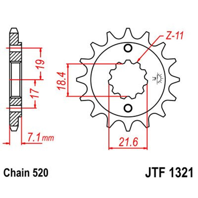 Piñon de acero Honda CRF 250 13-21 Z-12 JT Sprockets