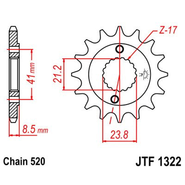Piñon de Acero 14 Dientes JTF1322 JT Sprockets