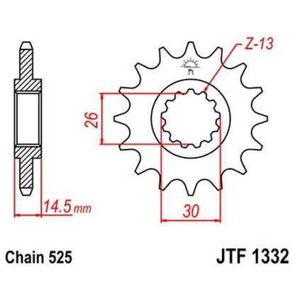 Piñon de Acero 15 Dientes Con Goma JTF1332 JT Sprockets