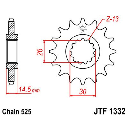 Piñon de Acero 15 Dientes JTF1332 JT Sprockets JTF1332.15