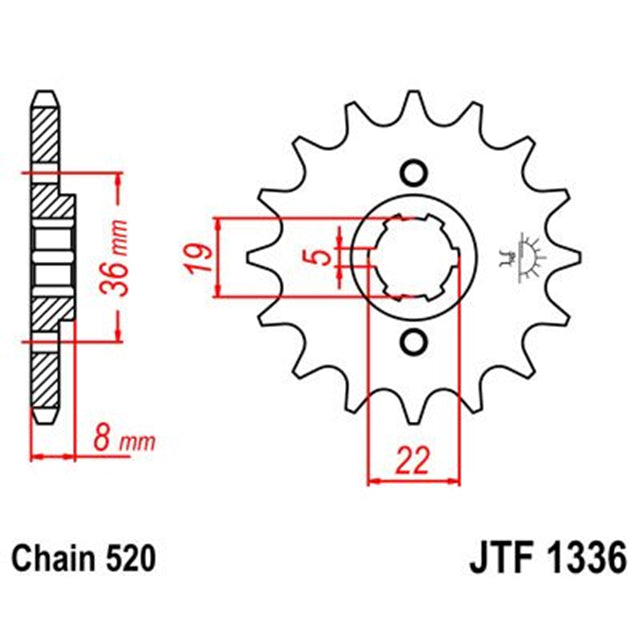Piñon de Acero 14 Dientes JTF1336 JT Sprockets