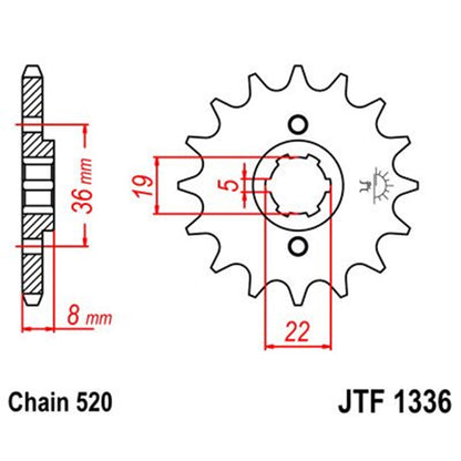 Piñon de Acero 14 Dientes JTF1336 JT Sprockets