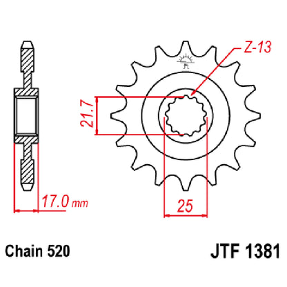 Piñon de Acero con goma Honda CB 500 13-20 Z-16 JT Sprockets