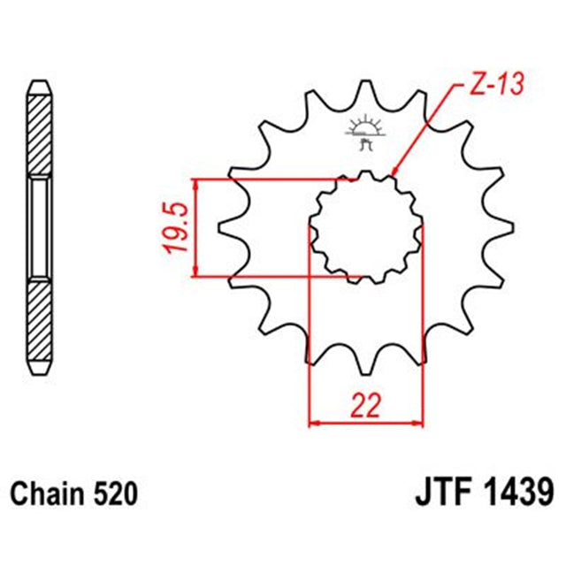 Piñon de Acero 12 Dientes JTF1439 JT Sprockets