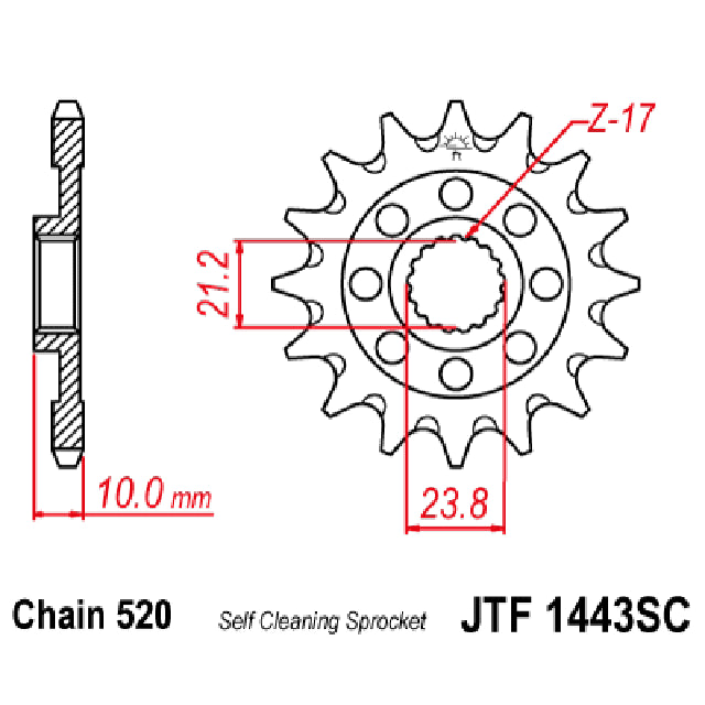 Piñon de acero antibarro Suzuki RMZ 450 2013-20 Z-14 JT Sprockets JTF1443.14SC