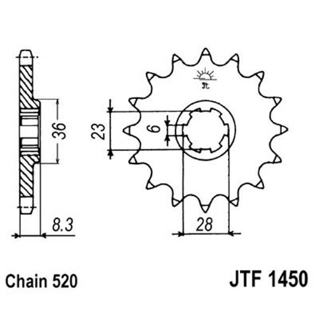 Piñon de Acero 14 Dientes JTF1450 JT Sprockets