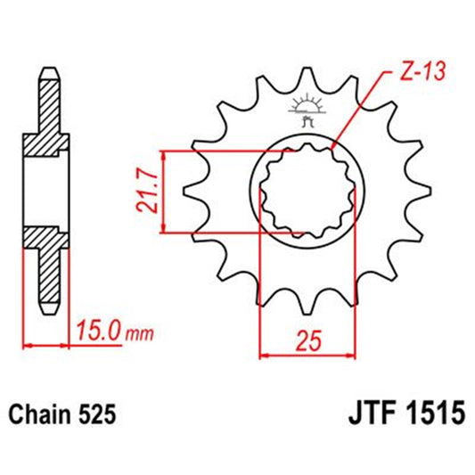 Piñon de Acero 14 Dientes JTF1515 JT Sprockets JTF1515.14