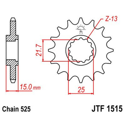 Piñon de Acero 15 Dientes JTF1515 JT Sprockets