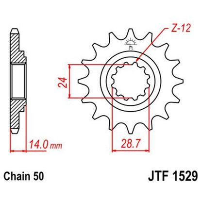 Piñon de Acero 17 Dientes Con Goma JTF1529 JT Sprockets
