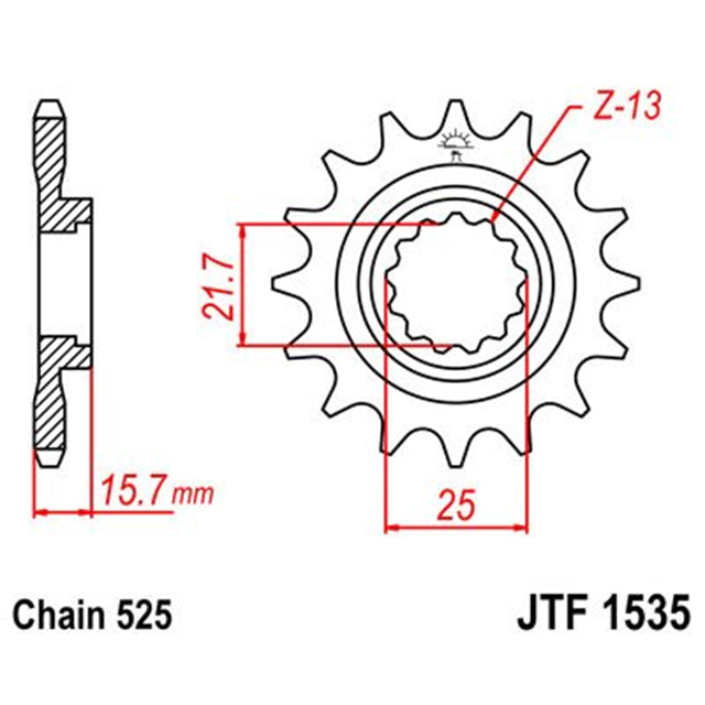Piñon de Acero 15 Dientes JTF1535 JT Sprockets JTF1535.15