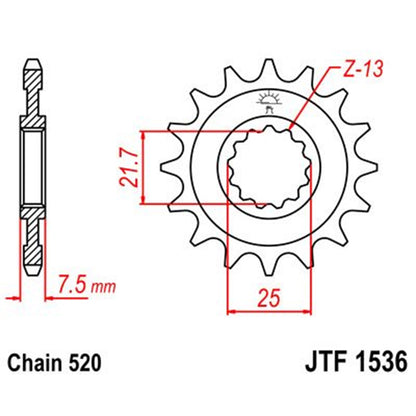 Piñon de Acero 16 Dientes Con Goma JTF1536 JT Sprockets