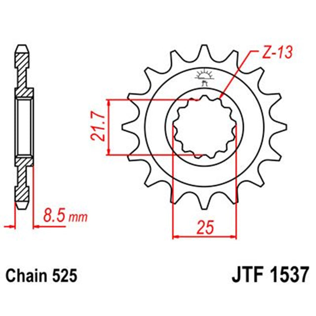 Piñon de Acero 15 Dientes Con Goma JTF1537 JT Sprockets