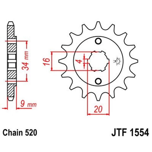 Piñon de Acero 13 Dientes JTF1554 JT Sprockets JTF1554.13