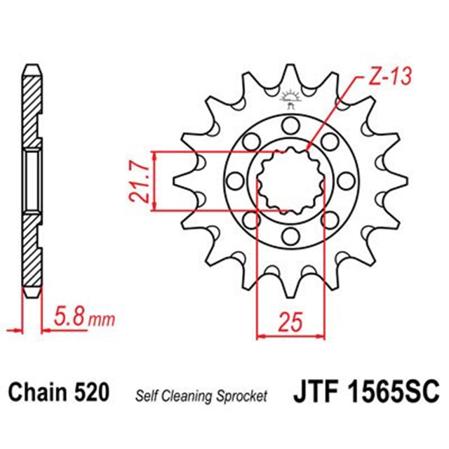 Piñon de acero antibarro Kawasaki KXF 450 2006-20 Z-14 JT Sprockets