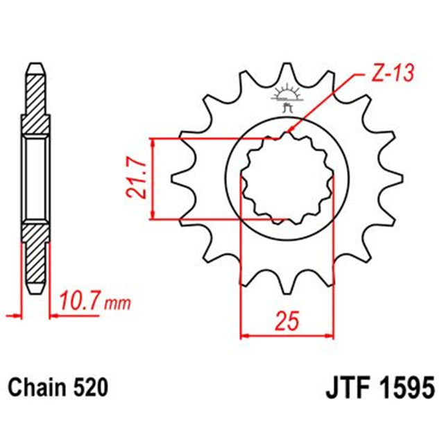 Piñon de Acero 16 Dientes Con Goma JTF1595 JT Sprockets