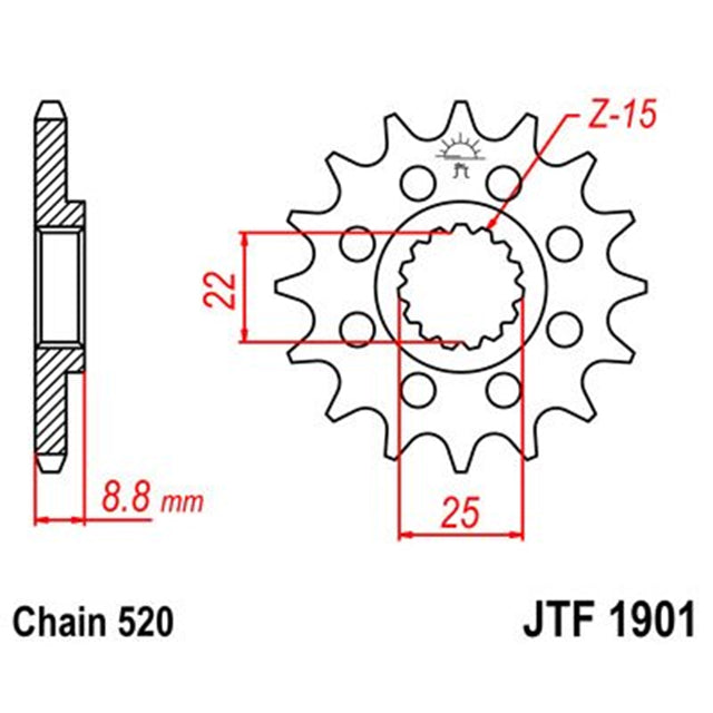 Piñon de acero Beta / KTM / Husqvarna / Gas Gas Motor KTM Z-12 JT Sprockets