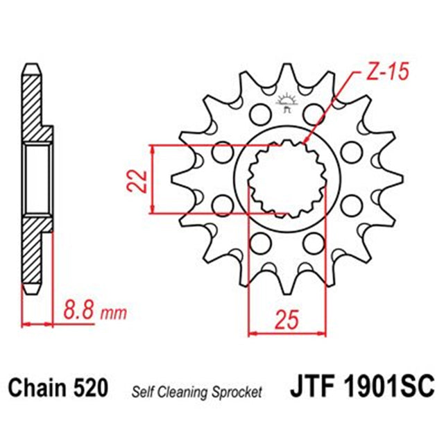 Piñon de acero antibarro Beta / KTM / Husqvarna / Gas Gas Motor KTM Z-14 JT Sprockets