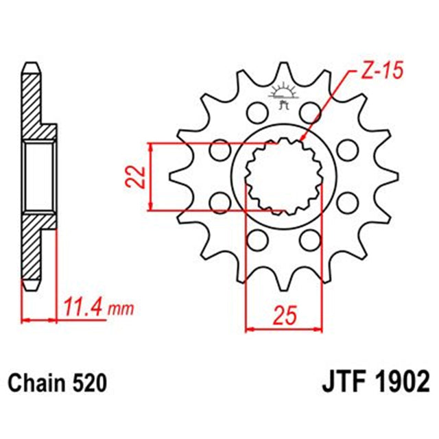 Piñon de Acero 17 Dientes Con Goma JTF1902 JT Sprockets