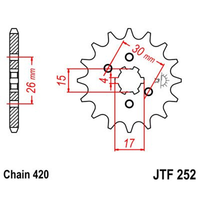 Piñon de Acero 14 Dientes JTF252 JT Sprockets