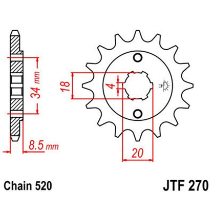 Piñon de Acero 14 Dientes JTF270 JT Sprockets
