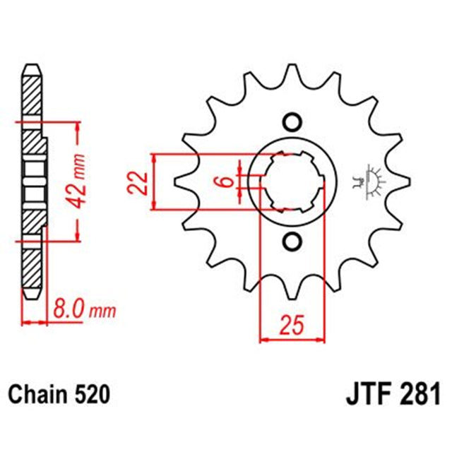 Piñon de Acero 15 Dientes JTF281 JT Sprockets JTF281.15