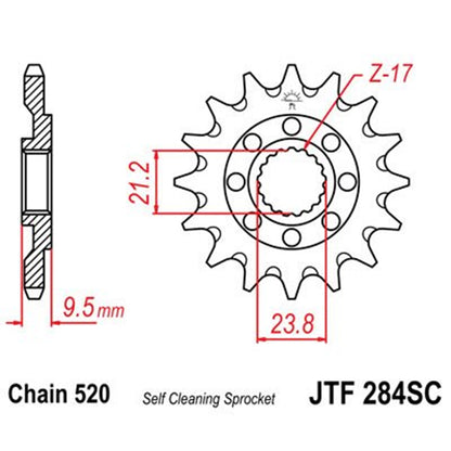 Piñon de acero antibarro Honda CR 250 1988-07 / CRF 450 2002-21 Z-14 JT Sprockets