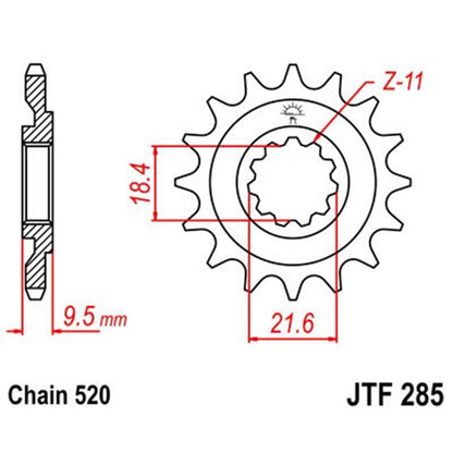 Piñon de Acero 14 Dientes JTF285 JT Sprockets