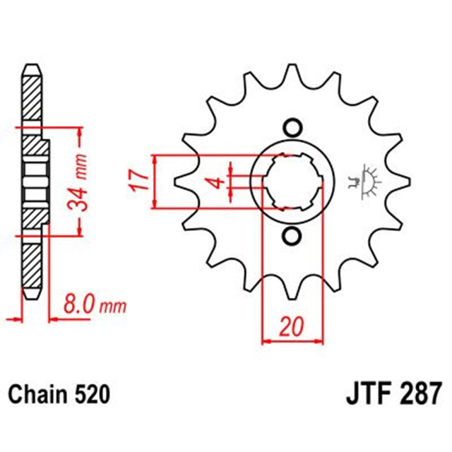 Piñon de Acero 14 Dientes JTF287 JT Sprockets