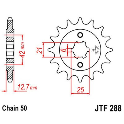 Piñon de Acero 17 Dientes JTF288 JT Sprockets JTF288.17