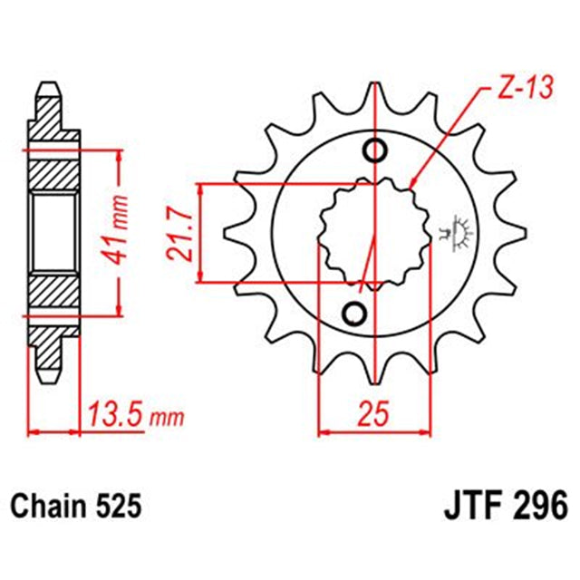 Piñon de Acero 16 Dientes Con Goma JTF296 JT Sprockets