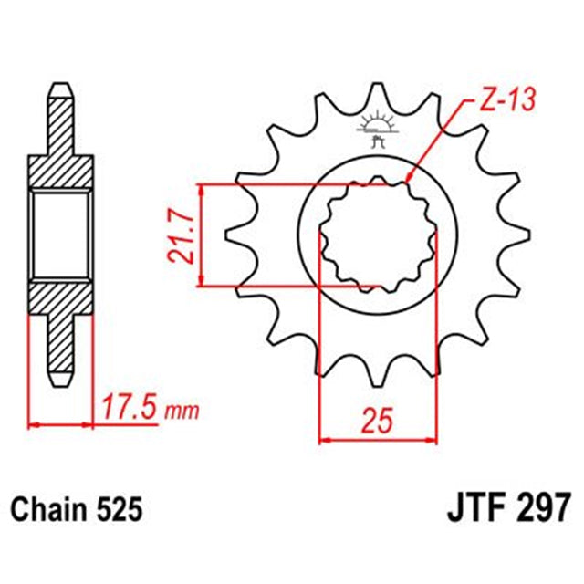 Piñon de Acero 15 Dientes Con Goma JTF297 JT Sprockets