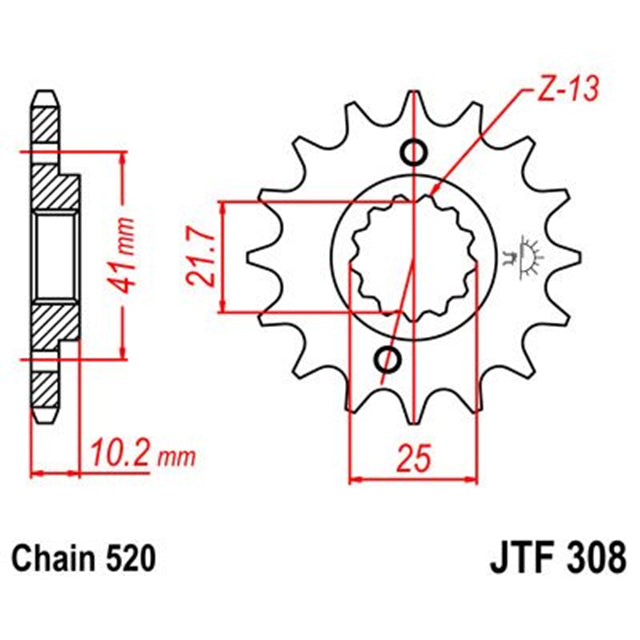 Piñon de Acero 15 Dientes Con Goma JTF308 JT Sprockets