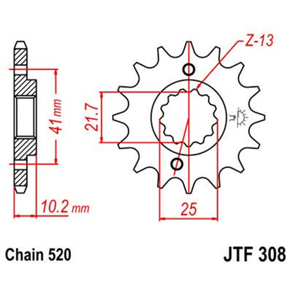 Piñon de Acero 15 Dientes Con Goma JTF308 JT Sprockets