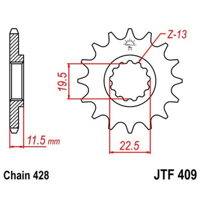 Piñon de Acero 16 Dientes JTF409 JT Sprockets