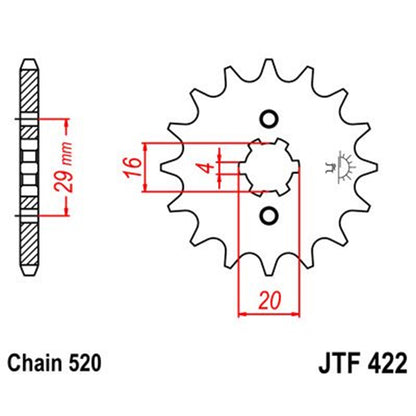 Piñon de Acero 14 Dientes JTF422 JT Sprockets