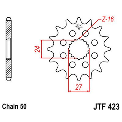 Piñon de Acero 17 Dientes Con Goma JTF423 JT Sprockets