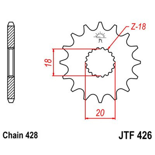 Piñon de Acero 12 Dientes JTF426 JT Sprockets JTF426.12