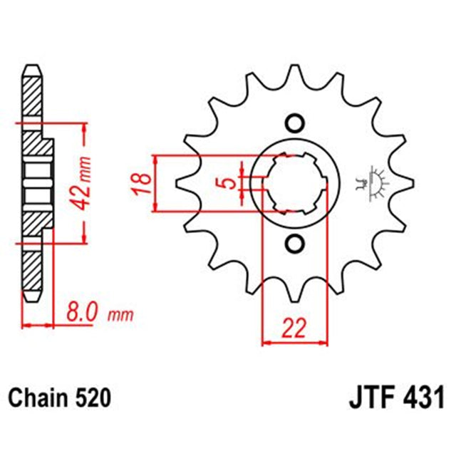 Piñon de Acero 14 Dientes JTF431 JT Sprockets