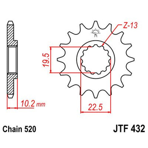 Piñon de acero Suzuki RM 250 89-12 / Suzuki DRZ 400 00-07 Z-12 JT Sprockets JTF432.12