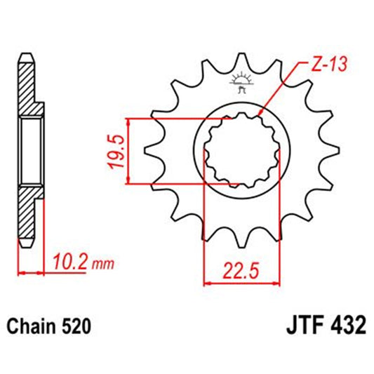 Piñon de acero Suzuki RM 250 89-12 / Suzuki DRZ 400 00-07 Z-12 JT Sprockets JTF432.12