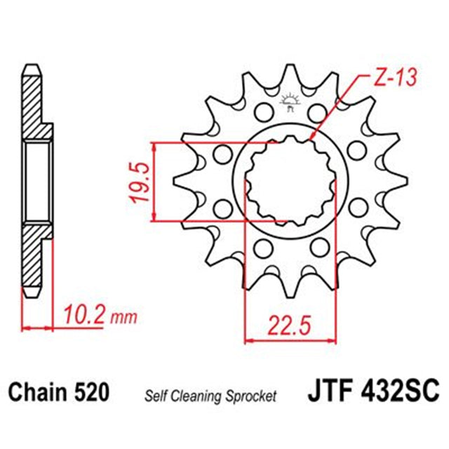 Piñon de acero antibarro Suzuki RM 250 89-12 / Suzuki DRZ 400 00-07 Z-15 JT Sprockets