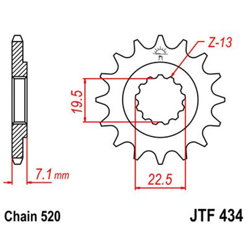 Piñon de Acero 13 Dientes JTF434 JT Sprockets JTF434.13