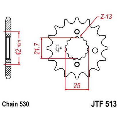 Piñon de Acero 16 Dientes Con Goma JTF513 JT Sprockets