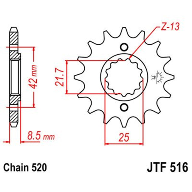 Piñon de Acero 15 Dientes JTF516 JT Sprockets JTF516.15