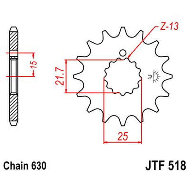 Piñon de Acero 15 Dientes JTF518 JT Sprockets