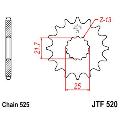 Piñon de Acero 14 Dientes Con Goma JTF520 JT Sprockets