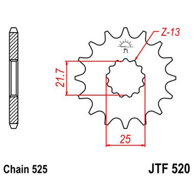 Piñon de Acero 17 Dientes Con Goma JTF520 JT Sprockets